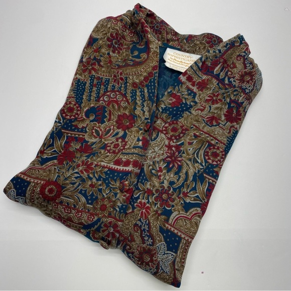 Pendleton VNT Country Sophisticates Floral Blouse W 14 Brown Maroon Blue USA - Picture 15 of 16